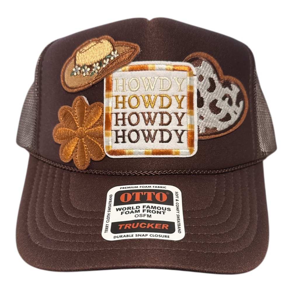 OTTO Brown Trucker Hat with Embroidered Patches